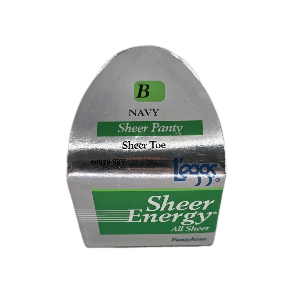 Leggs Pantyhose Sheer Energy Size B Navy Stockings Sheer Toe L'eggs Vintage 90s